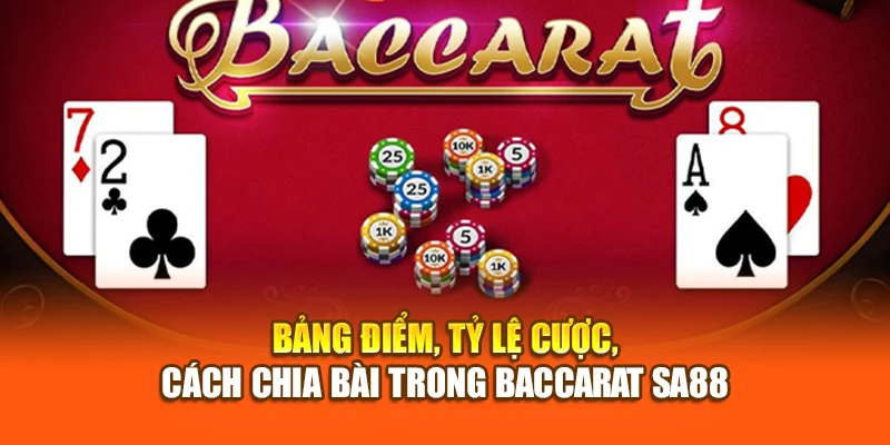 Bảng điểm, tỷ lệ cược, cách chia bài trong Baccarat SA88