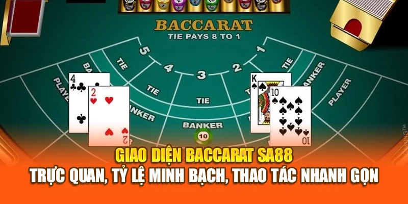 Giao diện Baccarat SA88 – trực quan, tỷ lệ minh bạch, thao tác nhanh gọn